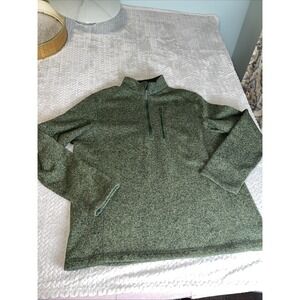 Woolrich Sweater Men's XL Pullover Green Quarter Zip Knit Zip Pocket